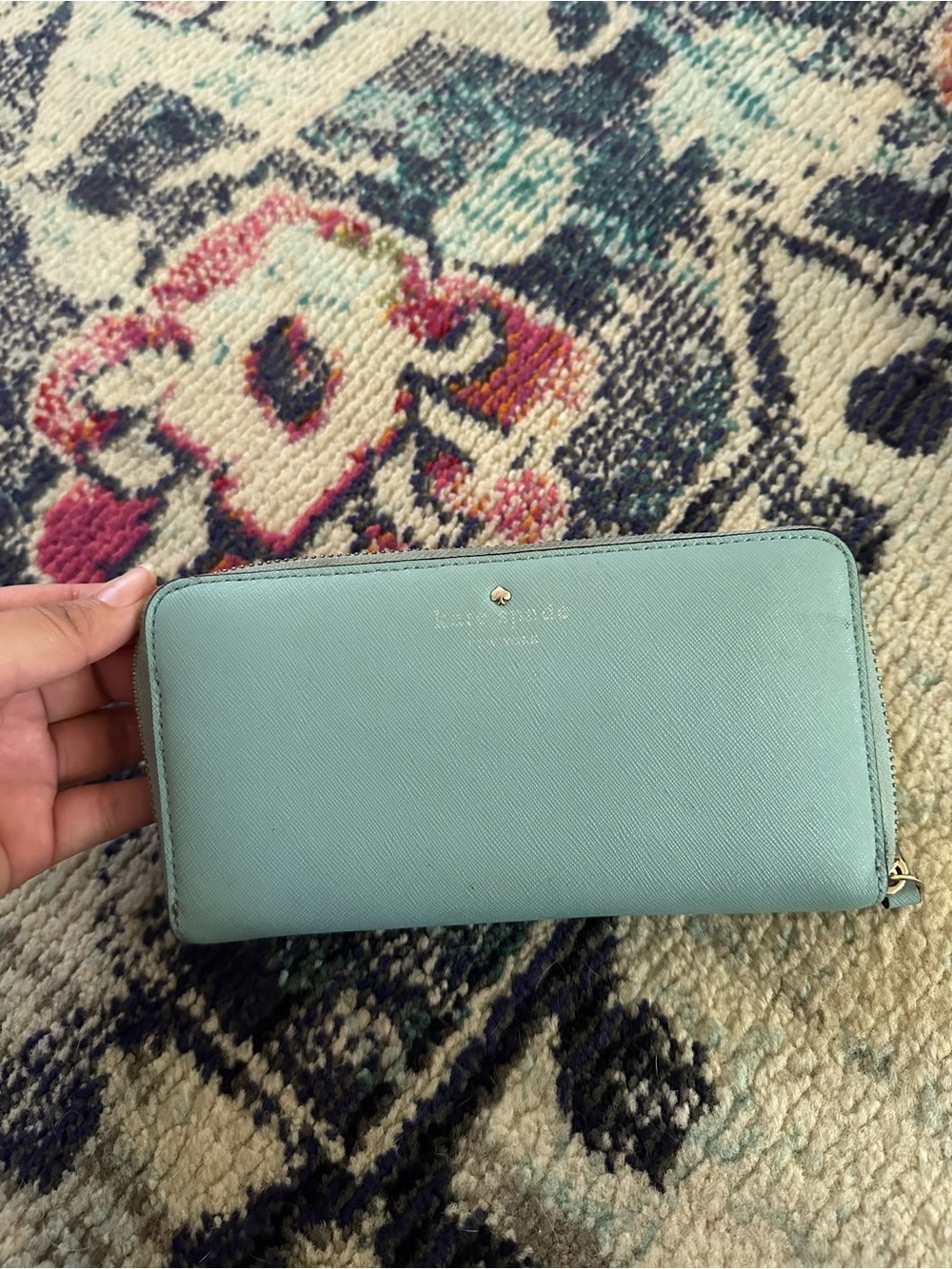 kate spade Saffiano Zip Around Wallet in Mint